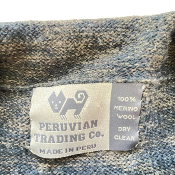 Peruvian Trading Co 100% Merino Wool Sweater Sz M Women Cardigan Marl Blue Gray - Picture 12 of 14